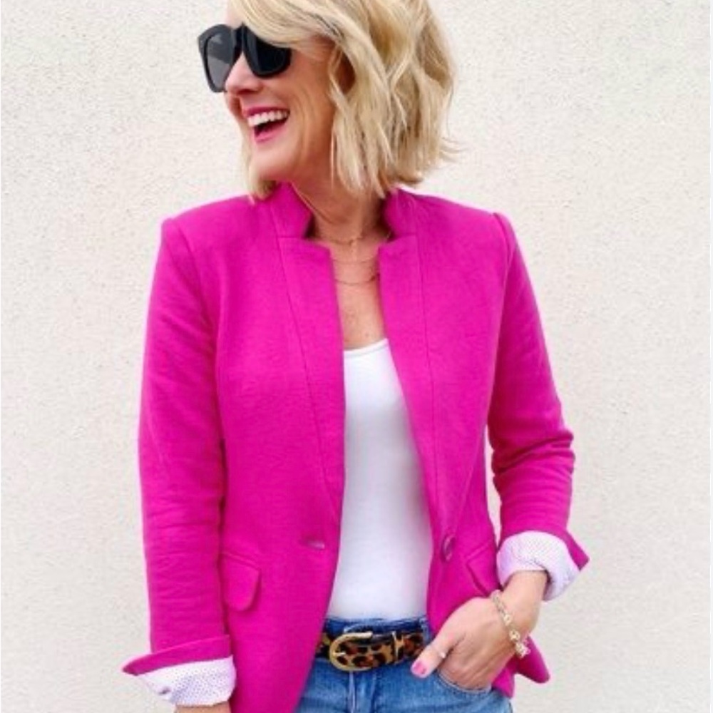 Notch collar Bright Pink Women's Blazer Jacket